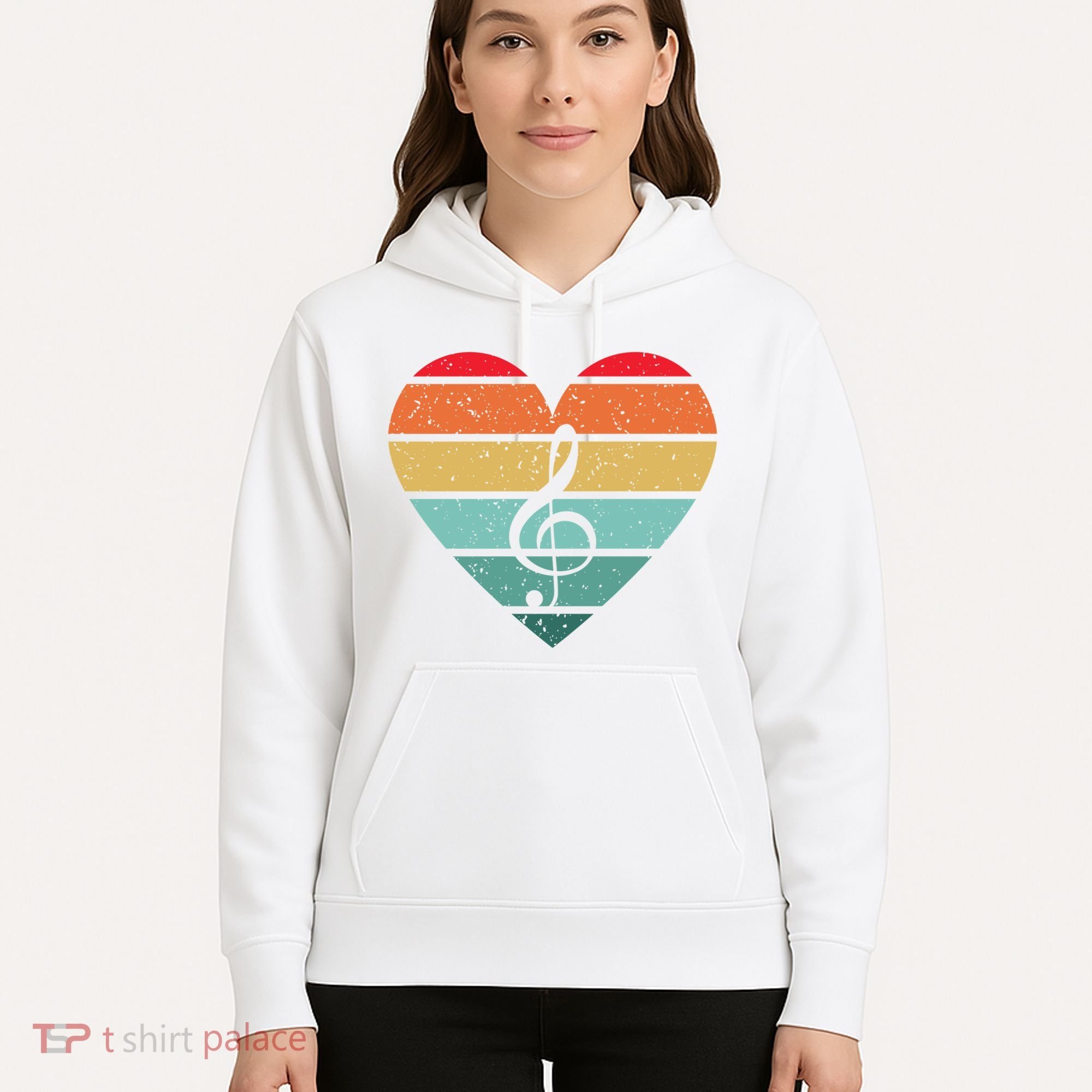 Retro Heart Sunset Note Music School Hoodie