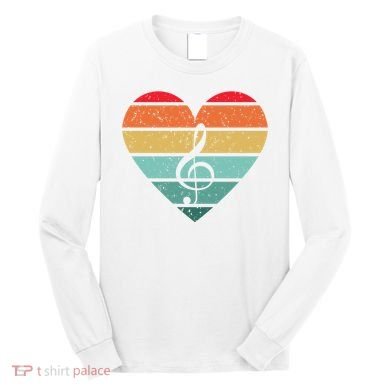 Retro Heart Sunset Note Music School Long Sleeve Shirt