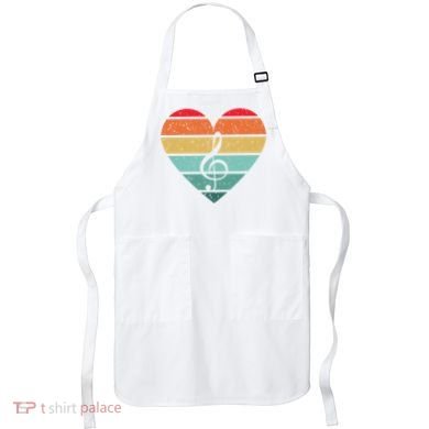 Retro Heart Sunset Note Music School Apron