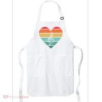 Retro Heart Sunset Note Music School Apron thumb 0