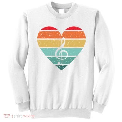 Retro Heart Sunset Note Music School Sweatshirt
