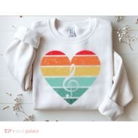 Retro Heart Sunset Note Music School Sweatshirt thumb 2