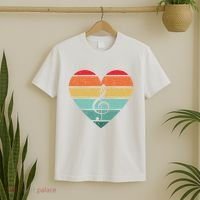 Retro Heart Sunset Note Music School T-Shirt thumb 2