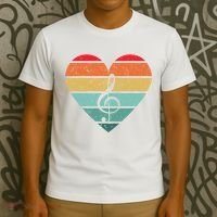 Retro Heart Sunset Note Music School T-Shirt thumb 3