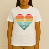 Retro Heart Sunset Note Music School T-Shirt thumb 4