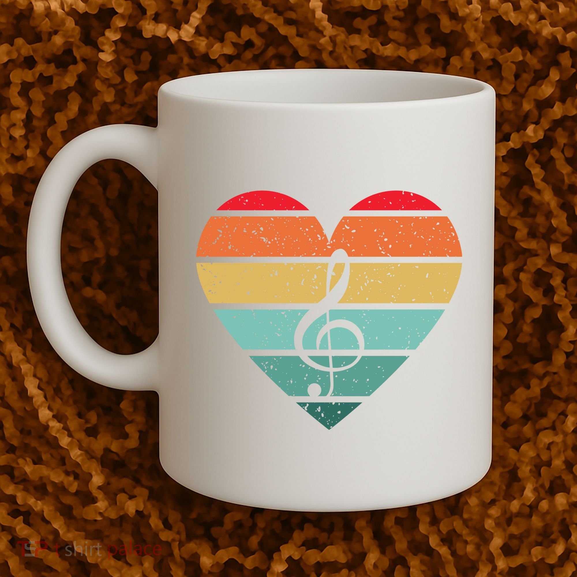Retro Heart Sunset Note Music School Coffee Mug