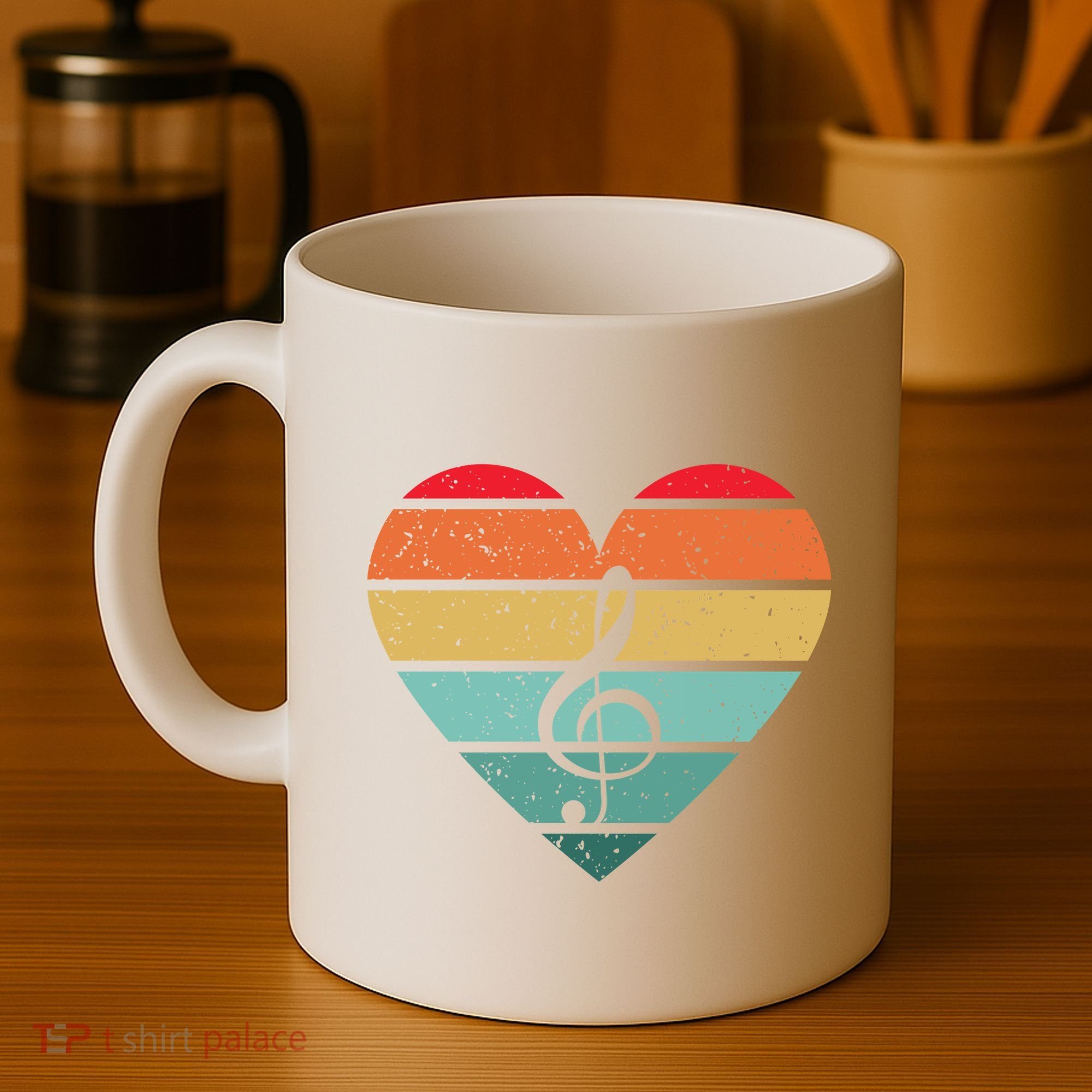 Retro Heart Sunset Note Music School Coffee Mug
