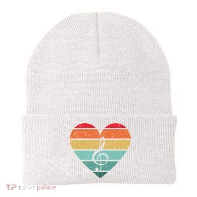 Retro Heart Sunset Note Music School Beanie