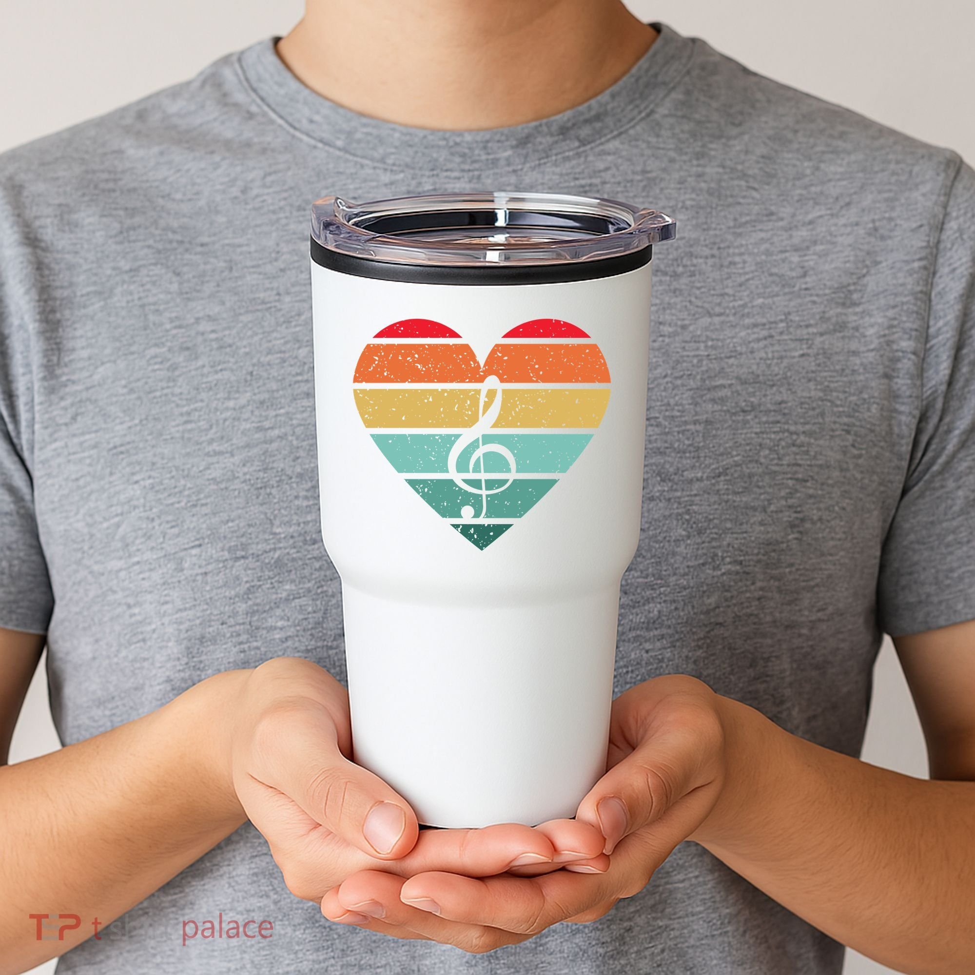 Retro Heart Sunset Note Music School Tumbler
