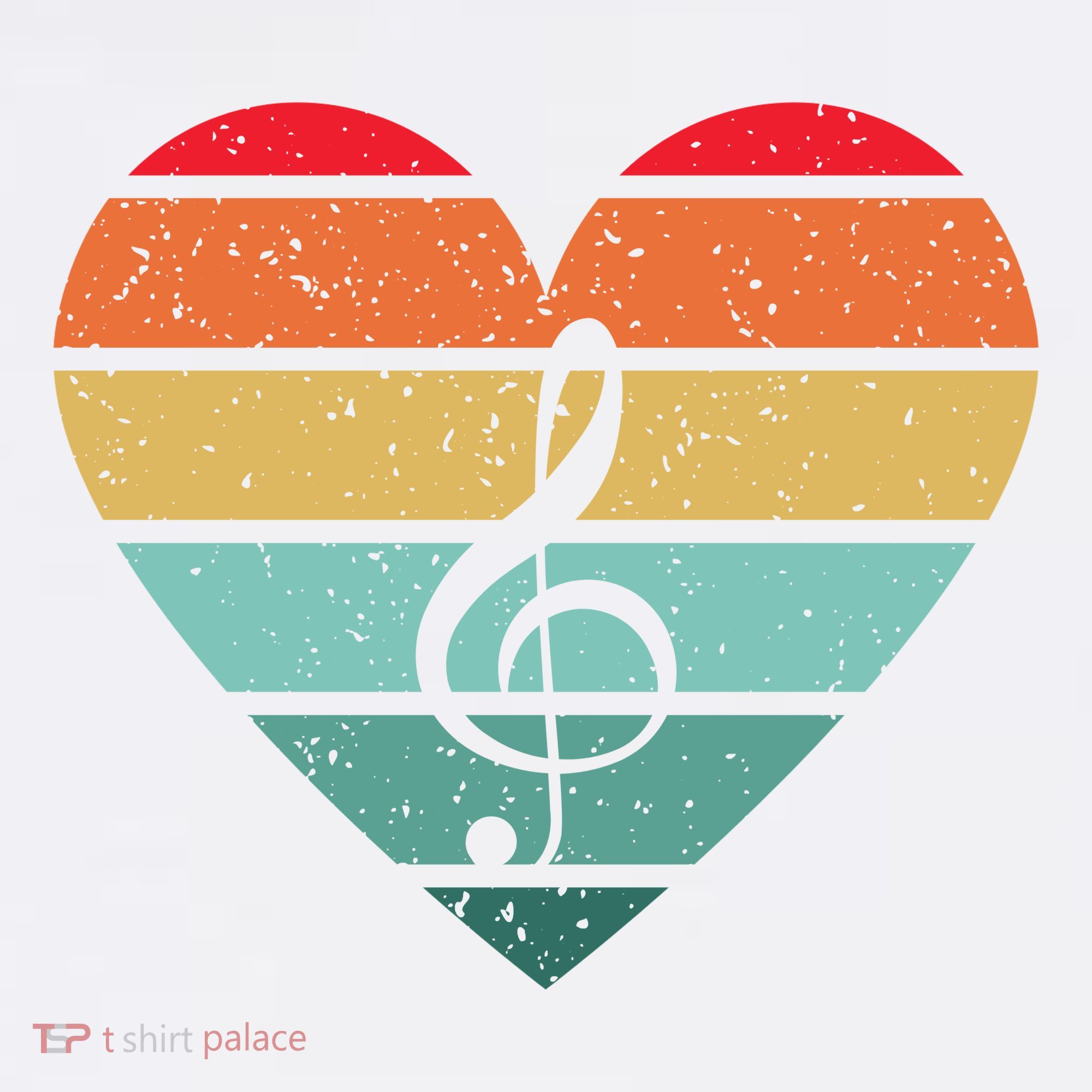 Retro Heart Sunset Note Music School Ornament