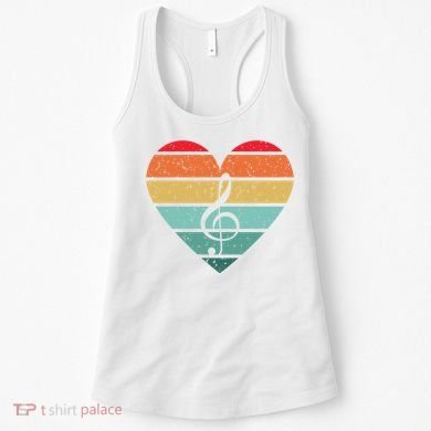 Retro Heart Sunset Note Music School Women's Tank Top