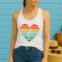 Retro Heart Sunset Note Music School Women's Tank Top thumb 2