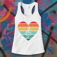 Retro Heart Sunset Note Music School Women's Tank Top thumb 3