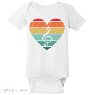 Retro Heart Sunset Note Music School Baby Bodysuit
