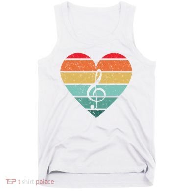 Retro Heart Sunset Note Music School Tank Top