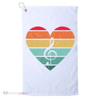 Retro Heart Sunset Note Music School Golf Towel