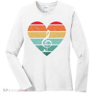 Retro Heart Sunset Note Music School Women's Long Sleeve Shirt