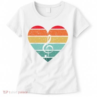 Retro Heart Sunset Note Music School Women's T-Shirt