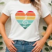 Retro Heart Sunset Note Music School Women's T-Shirt thumb 2