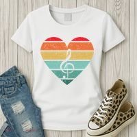 Retro Heart Sunset Note Music School Women's T-Shirt thumb 3