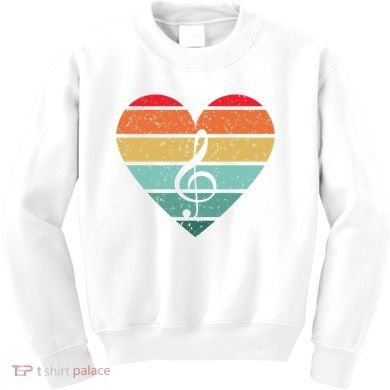 Retro Heart Sunset Note Music School Kids Sweatshirt