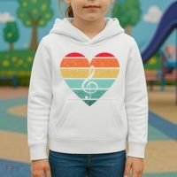 Retro Heart Sunset Note Music School Kids Hoodie thumb 3