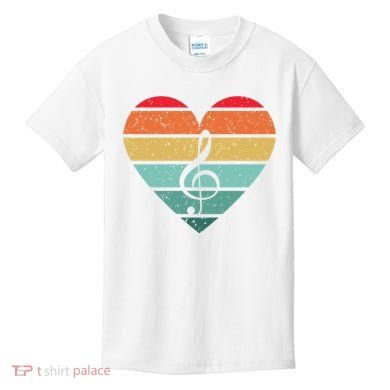 Retro Heart Sunset Note Music School Kids T-Shirt