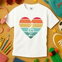 Retro Heart Sunset Note Music School Kids T-Shirt thumb 3