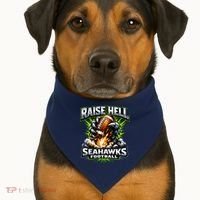Raise Hell Seahawks Football USA-Made Doggie Bandana thumb 1