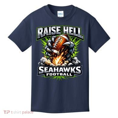 Raise Hell Seahawks Football Kids T-Shirt
