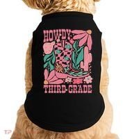 Retro Howdy Third Grade Back To School Teacher Cowgirl Boot Doggie Tank thumb 0