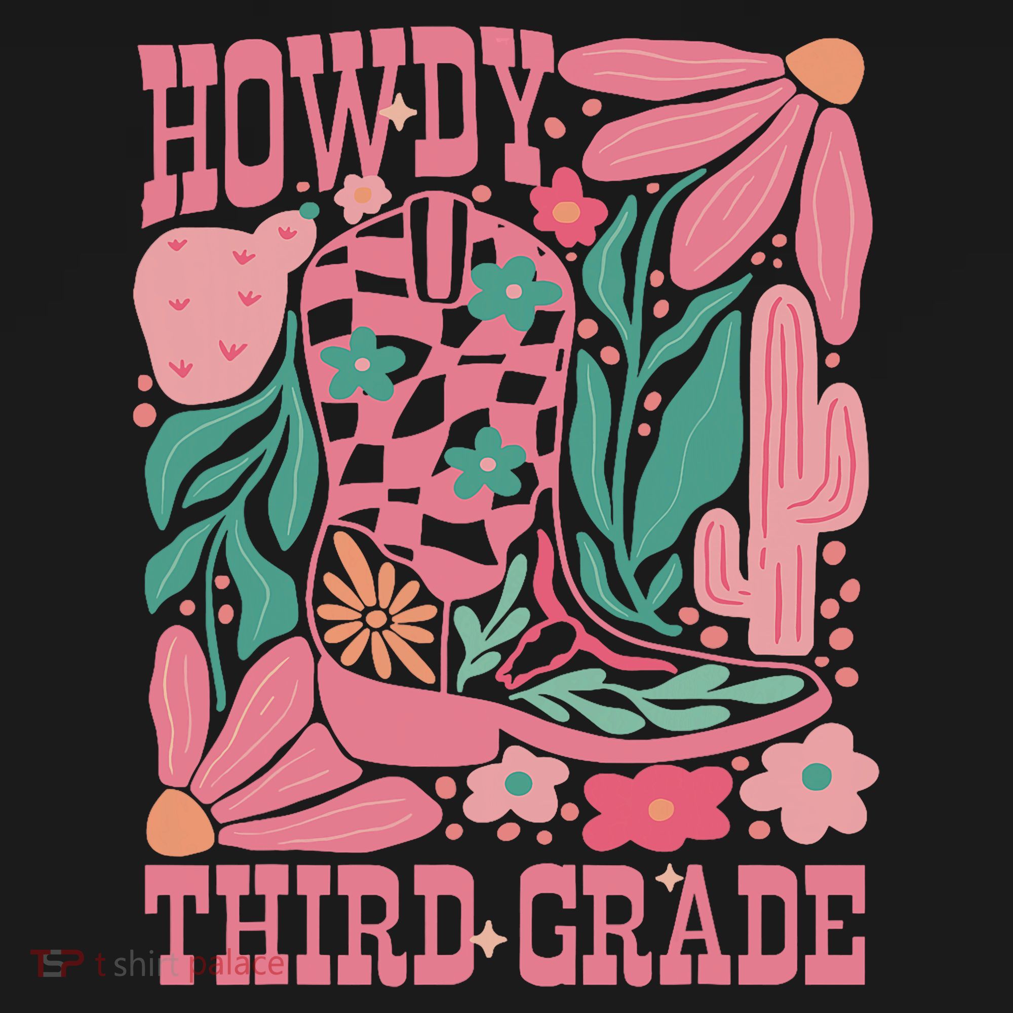 Retro Howdy Third Grade Back To School Teacher Cowgirl Boot Sweatshirt