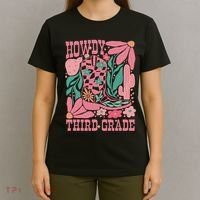 Retro Howdy Third Grade Back To School Teacher Cowgirl Boot T-Shirt thumb 4