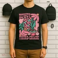 Retro Howdy Third Grade Back To School Teacher Cowgirl Boot T-Shirt thumb 6