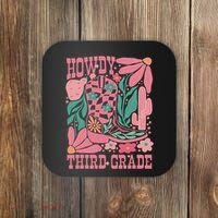 Retro Howdy Third Grade Back To School Teacher Cowgirl Boot Coaster thumb 0