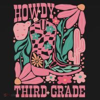 Retro Howdy Third Grade Back To School Teacher Cowgirl Boot Mousepad thumb 1