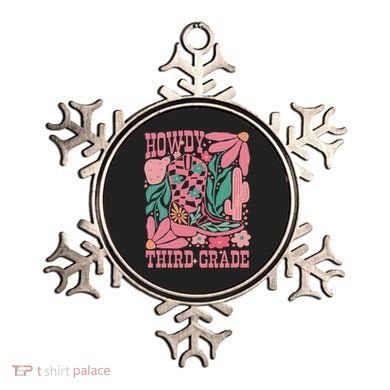 Retro Howdy Third Grade Back To School Teacher Cowgirl Boot Ornament