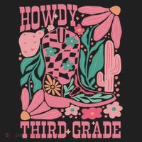 Retro Howdy Third Grade Back To School Teacher Cowgirl Boot Hat thumb 2