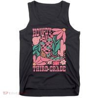 Retro Howdy Third Grade Back To School Teacher Cowgirl Boot Tank Top thumb 0