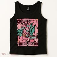 Retro Howdy Third Grade Back To School Teacher Cowgirl Boot Tank Top thumb 2