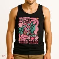 Retro Howdy Third Grade Back To School Teacher Cowgirl Boot Tank Top thumb 3