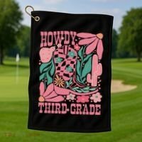Retro Howdy Third Grade Back To School Teacher Cowgirl Boot Golf Towel thumb 1