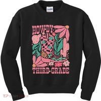Retro Howdy Third Grade Back To School Teacher Cowgirl Boot Kids Sweatshirt thumb 0
