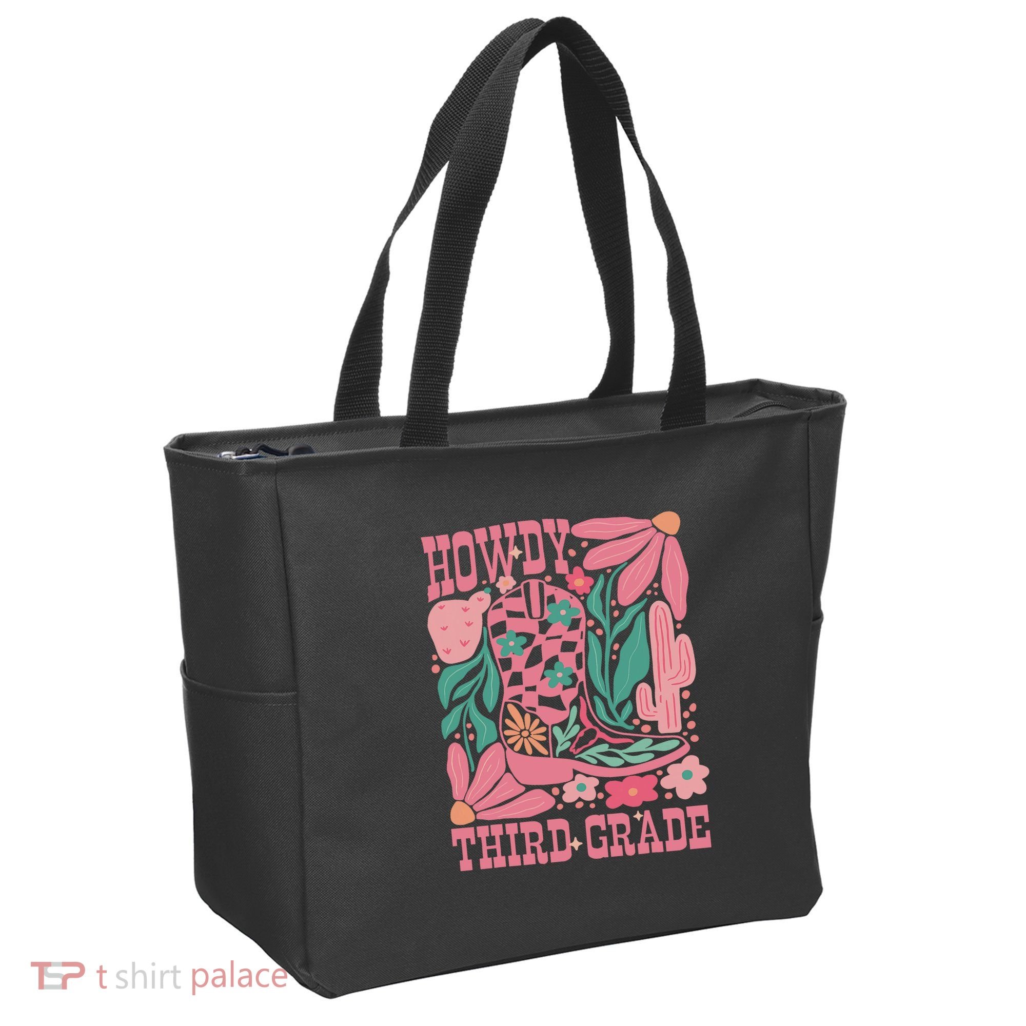 Retro Howdy Third Grade Back To School Teacher Cowgirl Boot Tote Bag