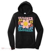 Retro Hippie Teacher Flower Smiley Emoji Women's Hoodie thumb 0