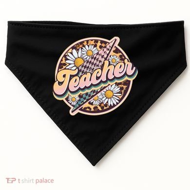 Retro Hippie Teacher USA-Made Doggie Bandana