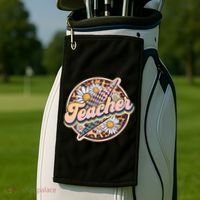 Retro Hippie Teacher Golf Towel thumb 2