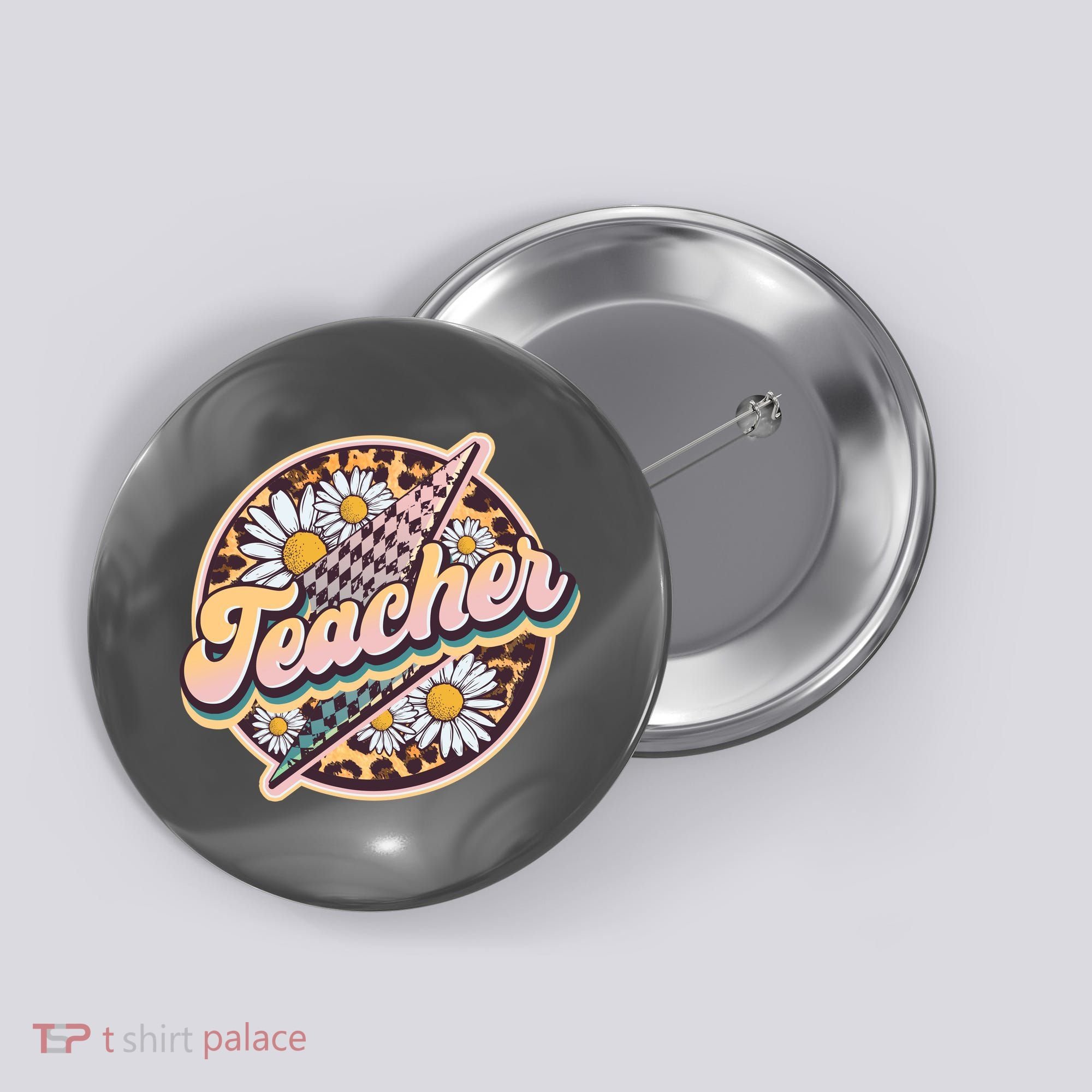 Retro Hippie Teacher Button