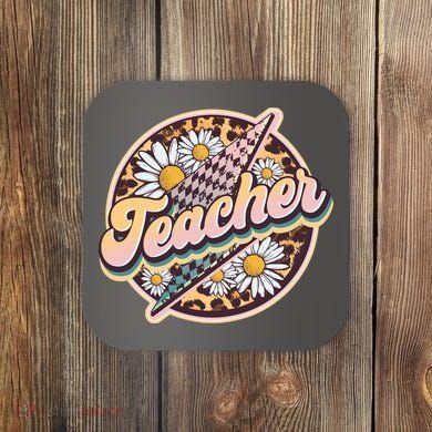 Retro Hippie Teacher Coaster