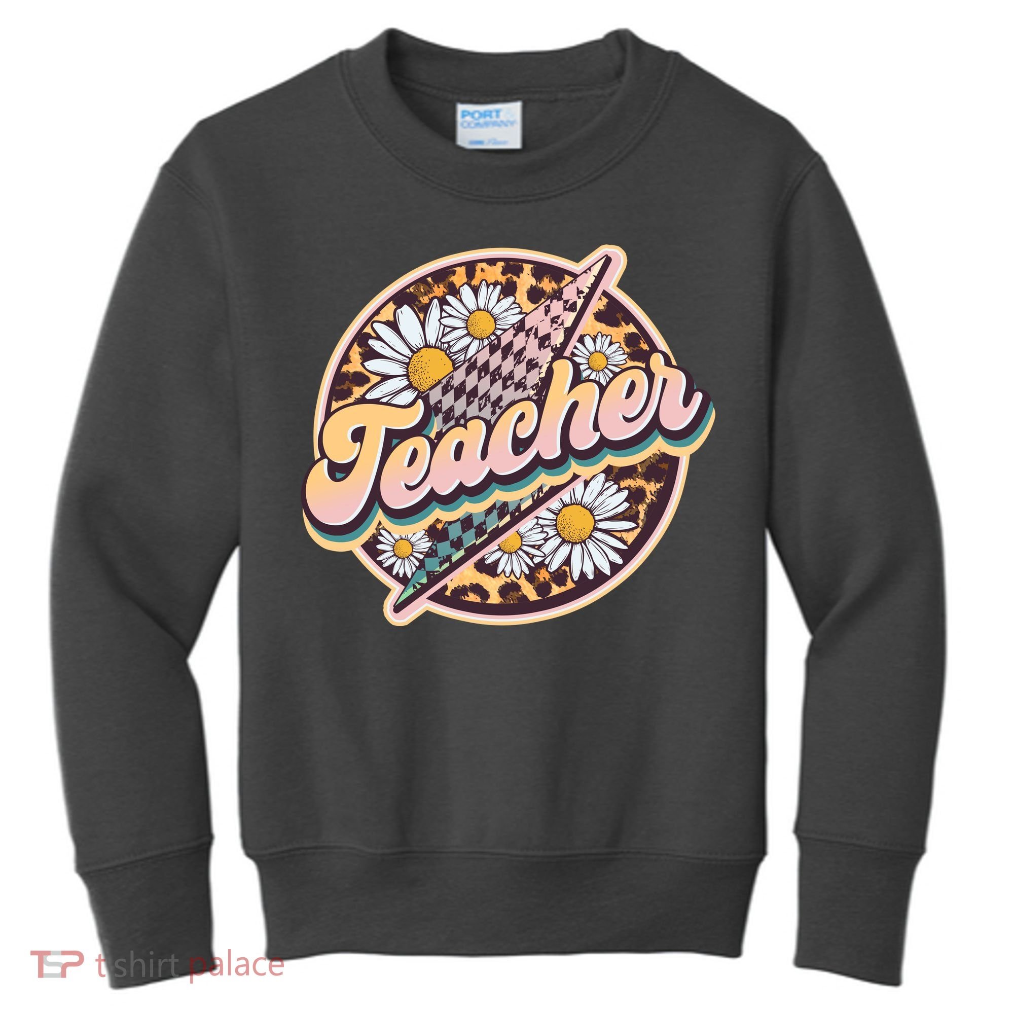 Retro Hippie Teacher Kids Sweatshirt